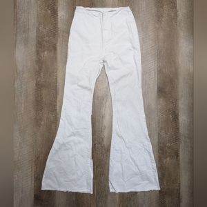 Shein White Bell Bottoms High Rise Raw Leg Hem Size 4